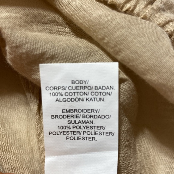 Lucky Brand Cream Boho Tassel Cotton Lightweight Flowy Coastal Blouse Size Small - Picture 7 of 7